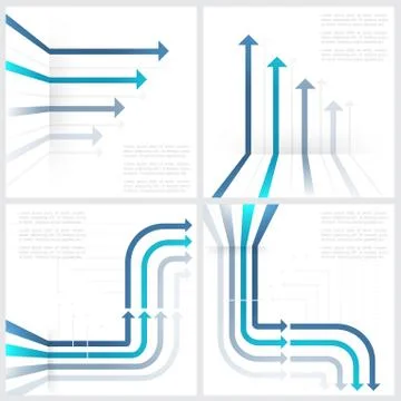 Set of vector background with blue arrows Stock Illustration