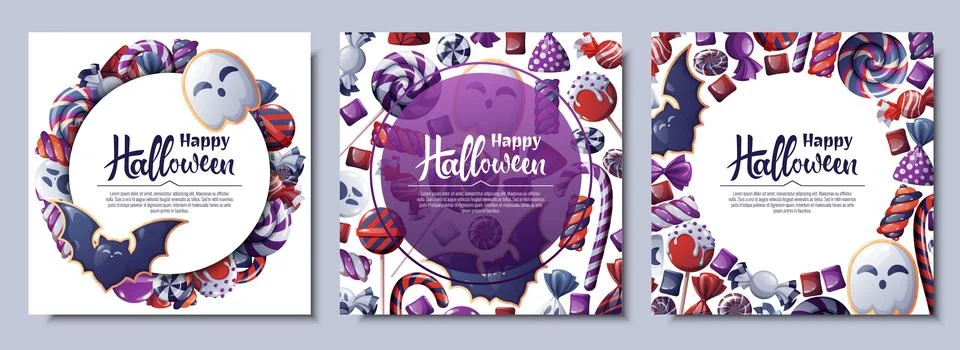 Set of vector backgrounds for Halloween invitation or greeting card. Poster.. Stock Illustration