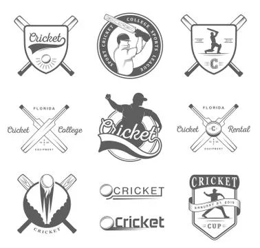 Set of Vector Badges and Logos Cricket Ilustração Stock