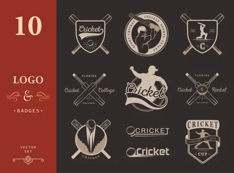 Set of Vector Badges Cricket Stock Illustration