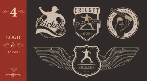 Set of Vector Badges Cricket Illustrazione stock