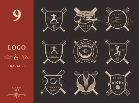 Set of Vector Badges Cricket Stock Illustration