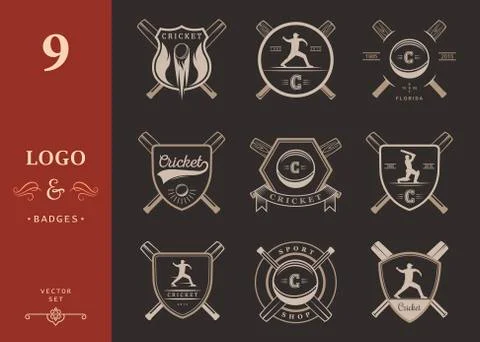 Set of Vector Badges Cricket Stock Illustration