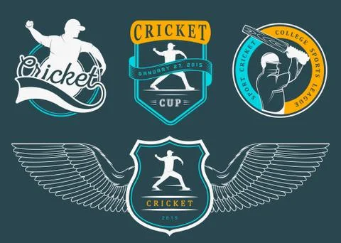 Set of Vector Badges Cricket Stock Illustration