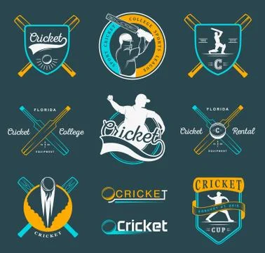 Set of Vector Badges Cricket Stock Illustration
