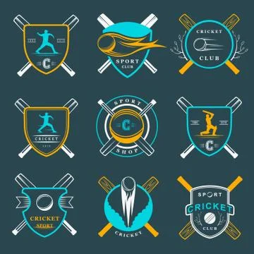 Set of Vector Badges Cricket Stock Illustration