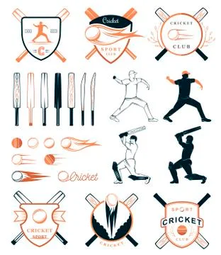 Set of Vector Badges Cricket Illustrazione stock