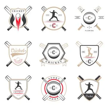 Set of Vector Badges Cricket Illustrazione stock
