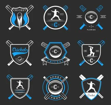 Set of Vector Badges Cricket Stock Illustration