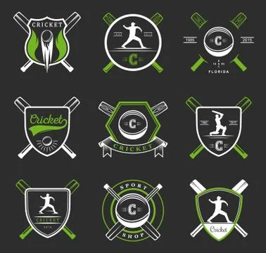 Set of Vector Badges Cricket Illustrazione stock