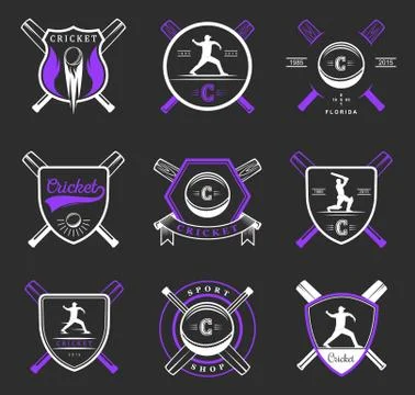 Set of Vector Badges Cricket Stock Illustration