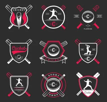 Set of Vector Badges Cricket Illustrazione stock