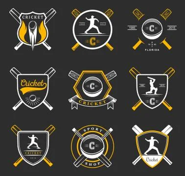 Set of Vector Badges Cricket Illustrazione stock