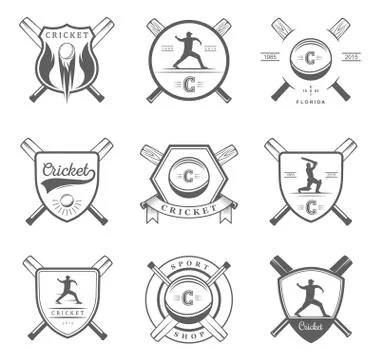 Set of Vector Badges Cricket Illustrazione stock