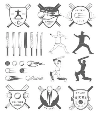 Set of Vector Badges Cricket Stock Illustration