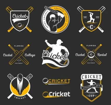 Set of Vector Badges Cricket Stock Illustration