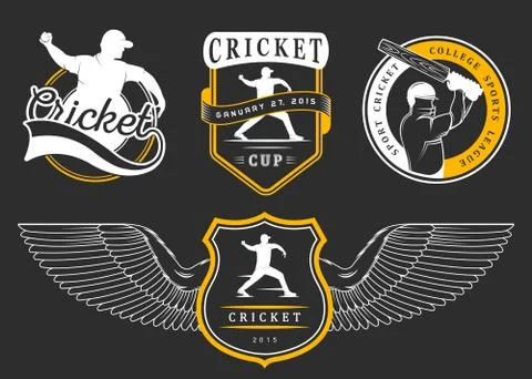 Set of Vector Badges Cricket Illustrazione stock