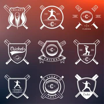 Set of Vector Badges Cricket Ilustração Stock