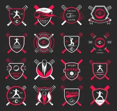 Set of Vector Badges Cricket Stock Illustration