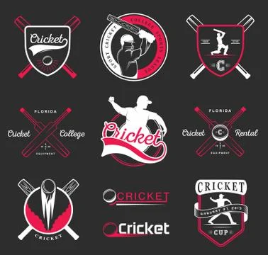 Set of Vector Badges Cricket Stock Illustration