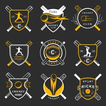 Set of Vector Badges Cricket Illustrazione stock