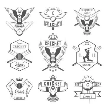 Set of Vector Badges Cricket Illustrazione stock