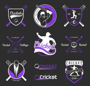 Set of Vector Badges Cricket Illustrazione stock