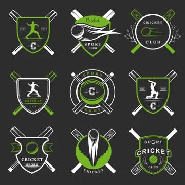 Set of Vector Badges Cricket Stock Illustration