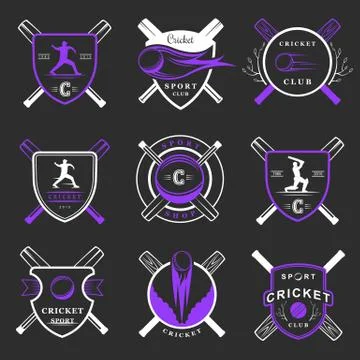 Set of Vector Badges Cricket Illustrazione stock