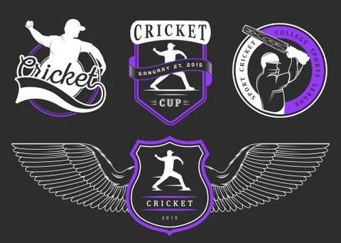 Set of Vector Badges Cricket Illustrazione stock