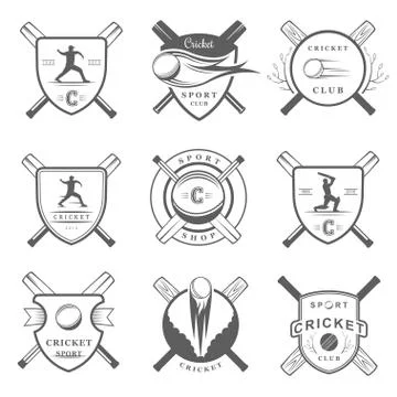 Set of Vector Badges Cricket Illustrazione stock