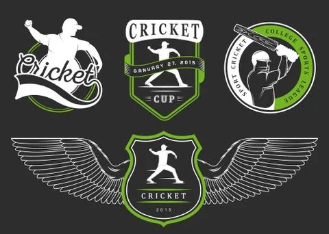 Set of Vector Badges Cricket Stock Illustration