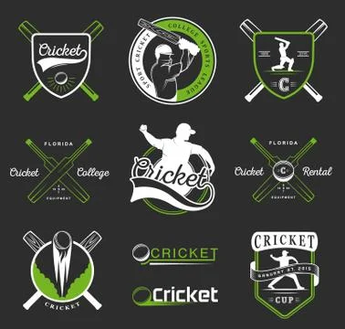 Set of Vector Badges Cricket Stock Illustration