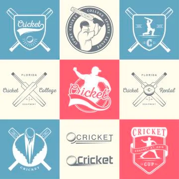 Set of Vector Badges Cricket Stock Illustration