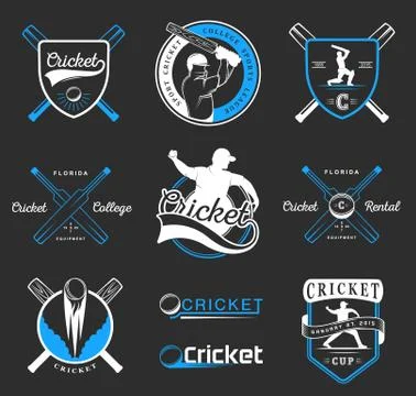 Set of Vector Badges Cricket Stock Illustration