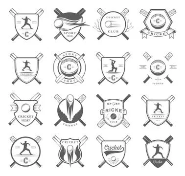 Set of Vector Badges Cricket Illustrazione stock