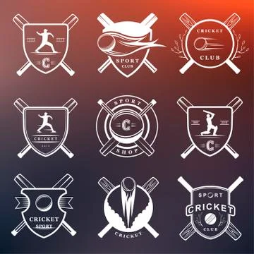 Set of Vector Badges Cricket Stock Illustration