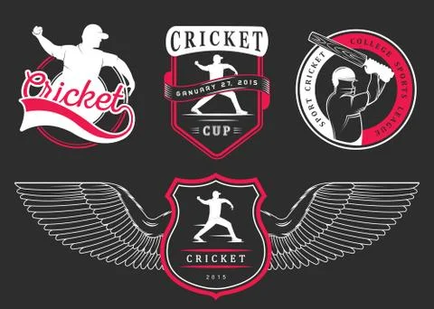 Set of Vector Badges Cricket Illustrazione stock