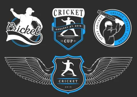Set of Vector Badges Cricket Stock Illustration