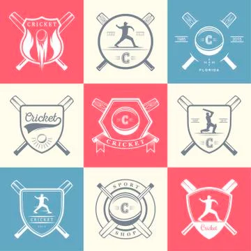 Set of Vector Badges Cricket Illustrazione stock