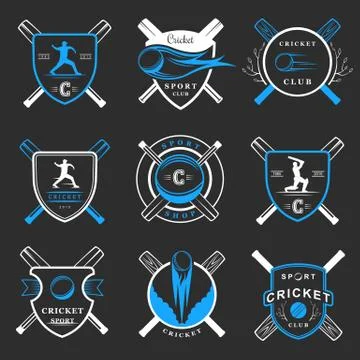 Set of Vector Badges Cricket Illustrazione stock