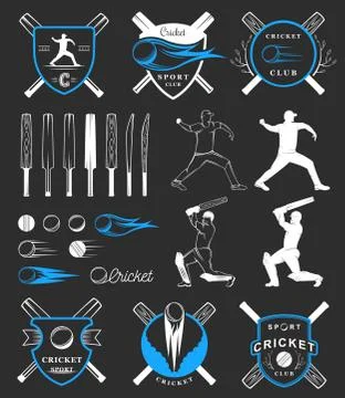 Set of Vector Badges Cricket Illustrazione stock gratuita