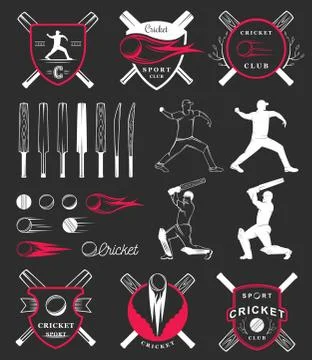 Set of Vector Badges Cricket Free Stock Illustration