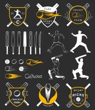 Set of Vector Badges Cricket Free Stock Illustration