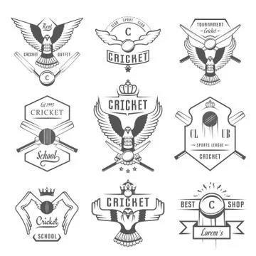 Set Vector Badges Cricket Free Stock Illustration