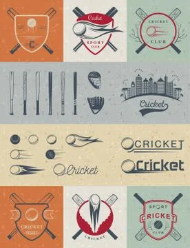 Set Vector Badges Cricket Illustrazione stock gratuita