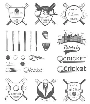 Set Vector Badges Cricket Illustrazione stock gratuita