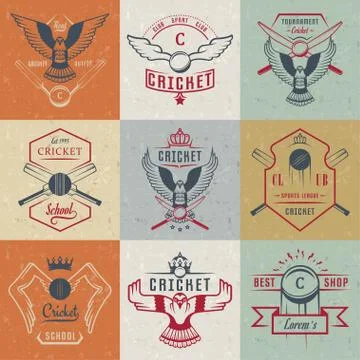 Set Vector Badges Cricket Illustrazione stock gratuita