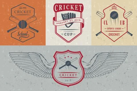 Set Vector Badges Cricket Ilustração Stock