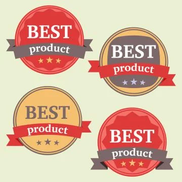 Set of Vector Badges with Ribbons  and theWords "Best Product" Illustrazione stock
